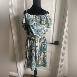 Daisy Fuentes Blue and Green Ruffled Wrap Sundress